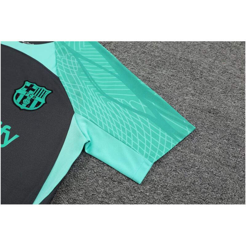 Mens Barcelona Short Training Suit Black – Green 2023/24