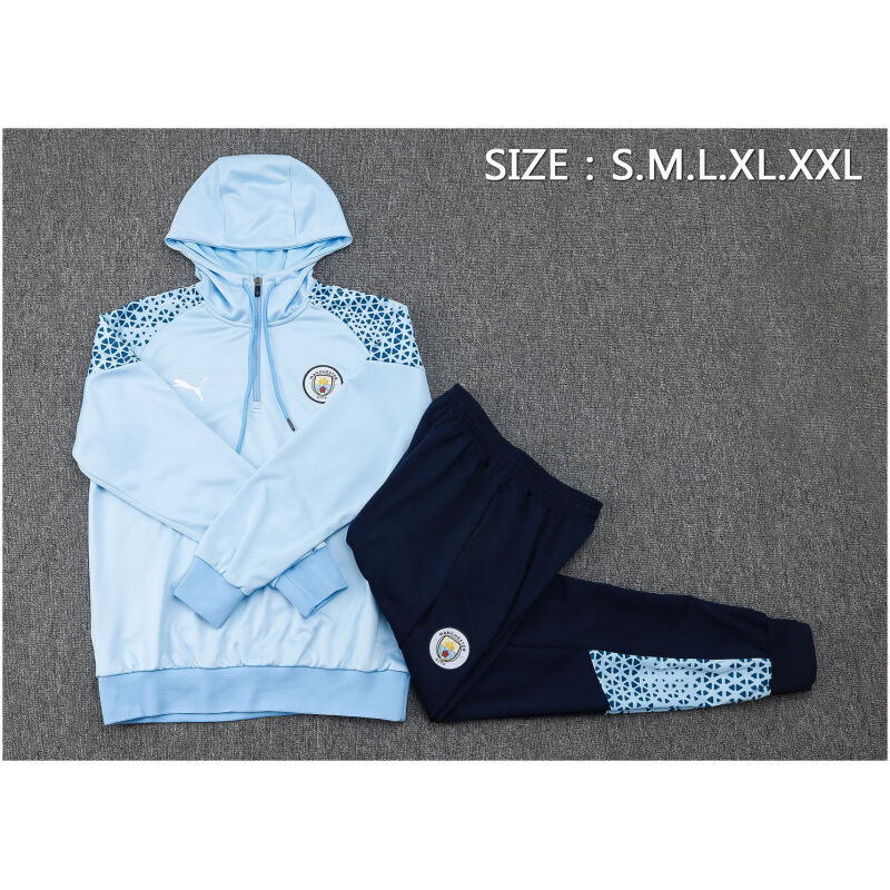 Mens Manchester City Hoodie Sweatshirt Blue 2023/24