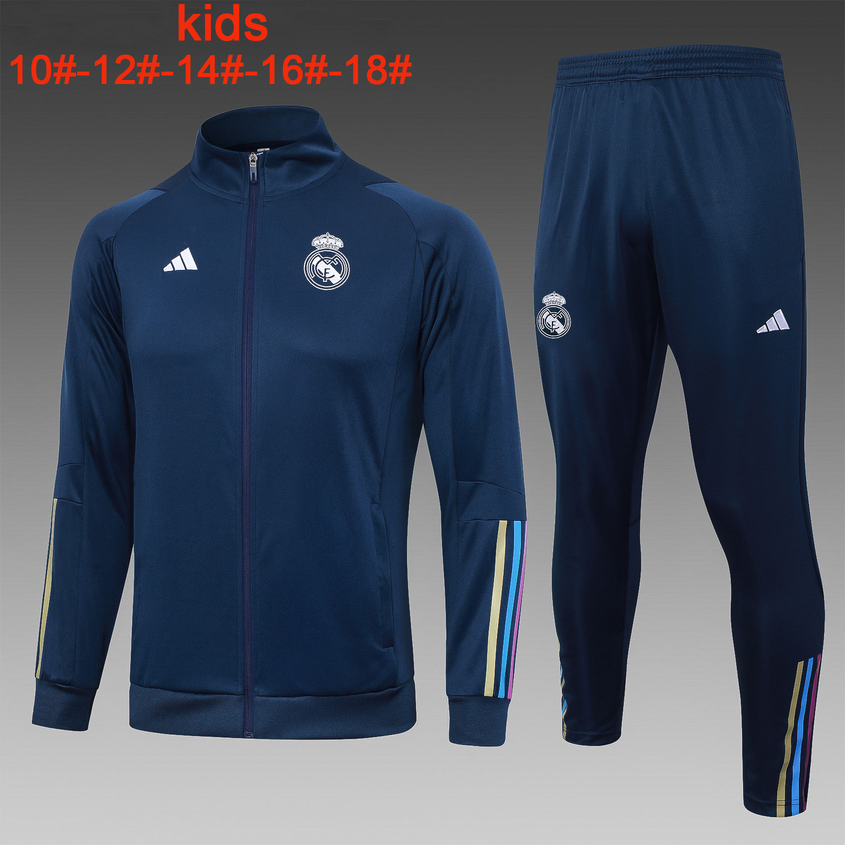 Kids Real Madrid Jacket + Pants Training Suit Royal 2023/24