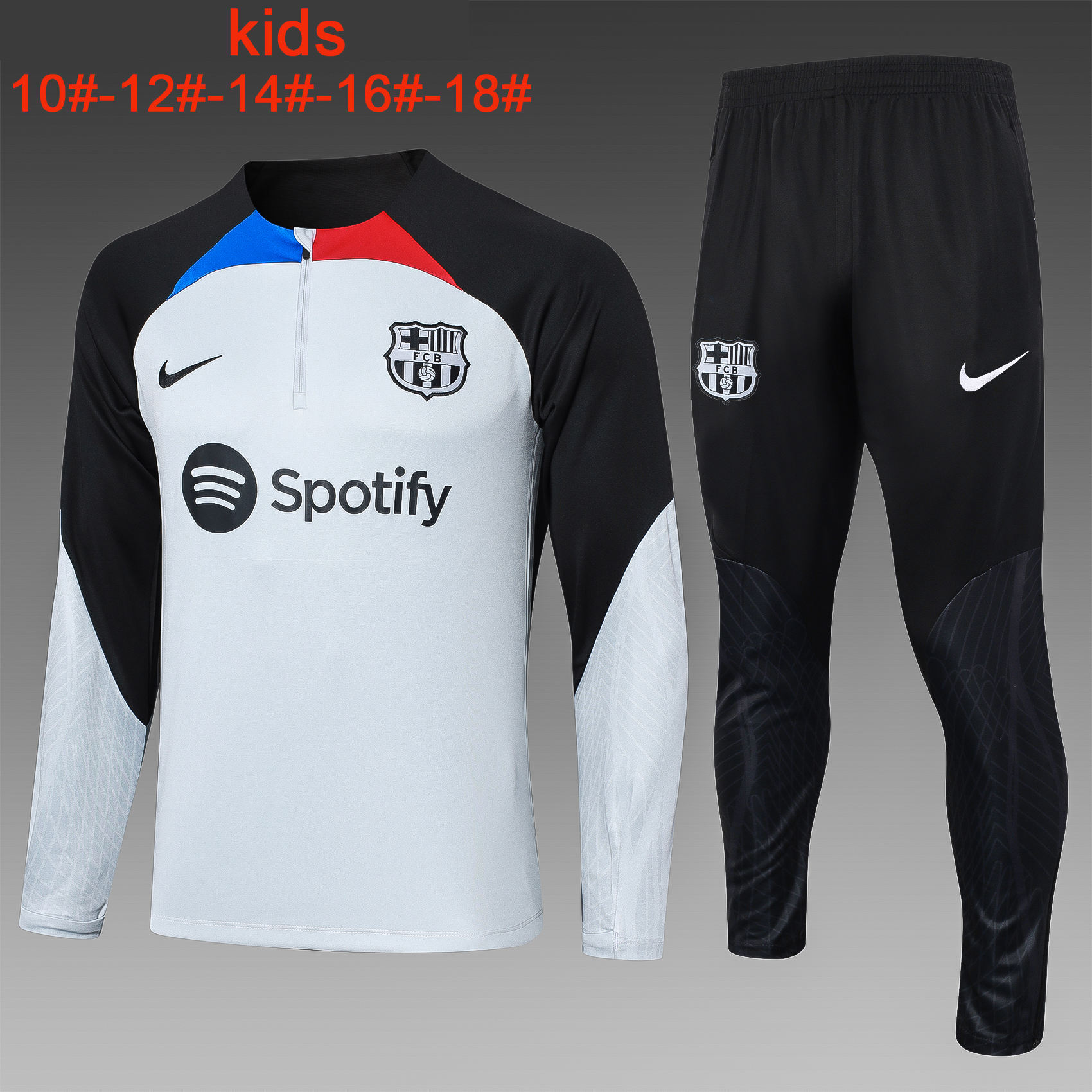 Kids Barcelona Training Suit Grey – Black 2023/24