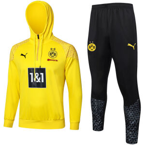 Mens Borussia Dortmund Hoodie Sweatshirt + Pants Training Suit Yellow 2023/24