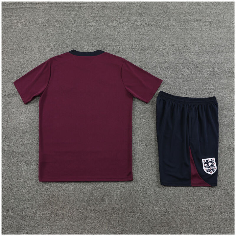 Mens England Short Training Suit Burgundy 2024