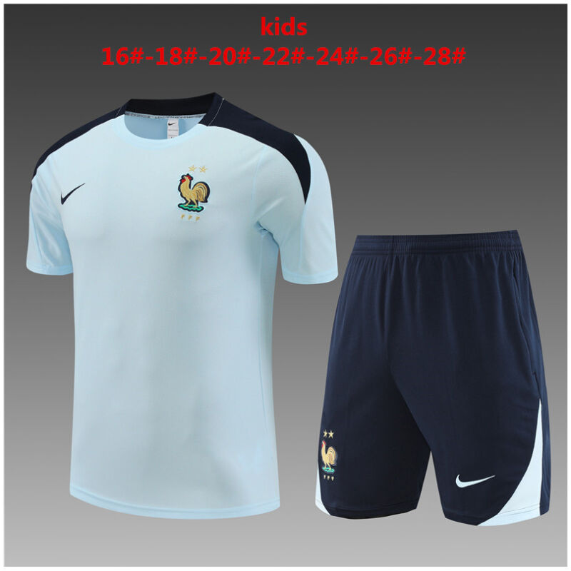 Kids France Short Training Suit Light Blue 2024