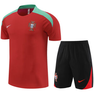 Mens Portugal Short Training Suit Red 2024