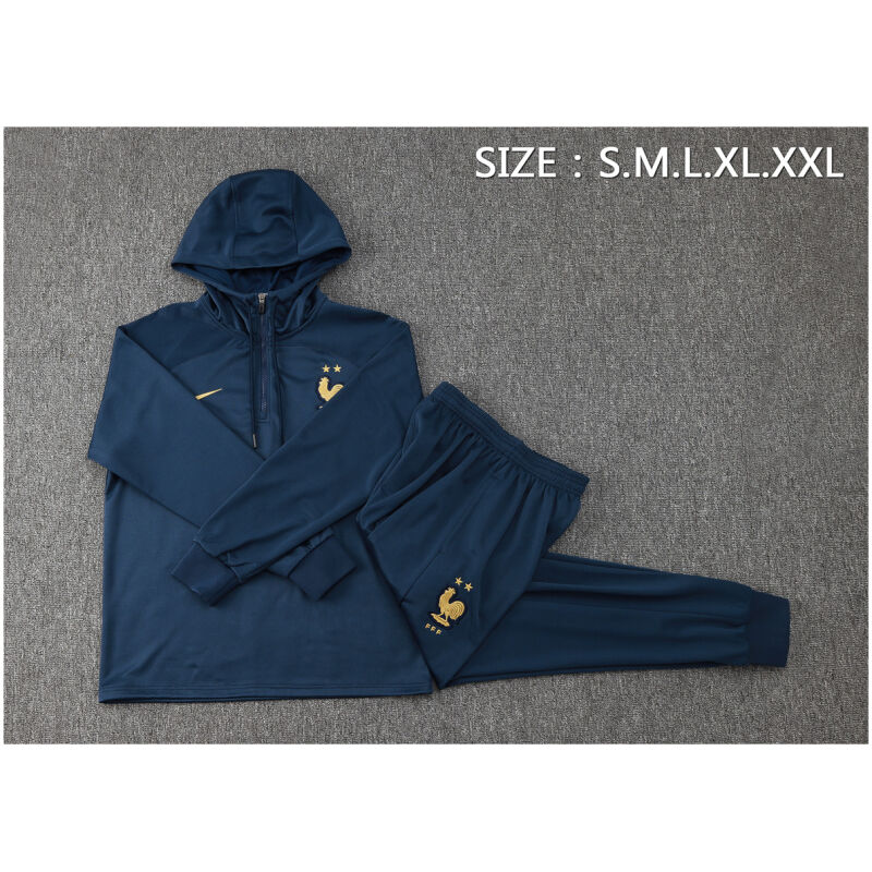 Mens France Hoodie Sweatshirt + Pants Training Suit Royal 2024