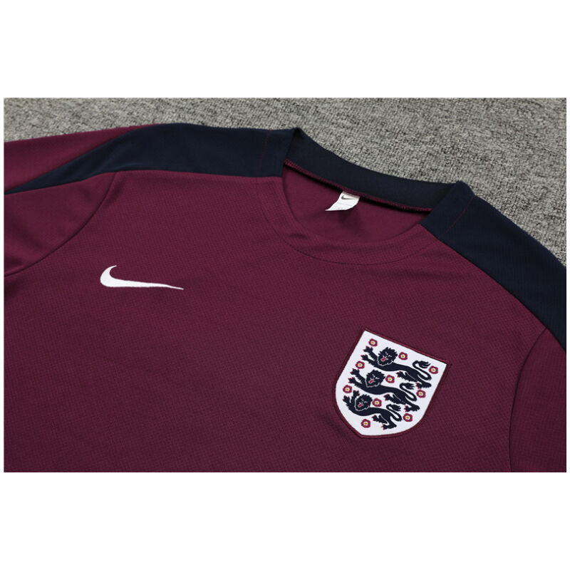 Mens England Short Training Suit Burgundy 2024