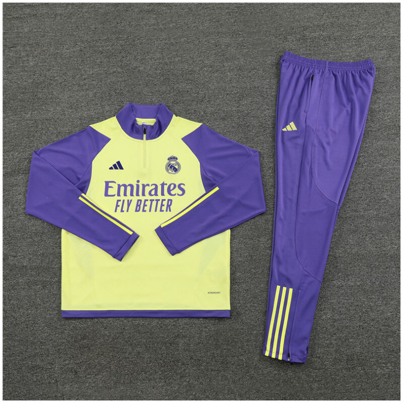 Kids Real Madrid Training Suit Yellow – Purple 2023/24