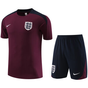 Mens England Short Training Suit Burgundy 2024