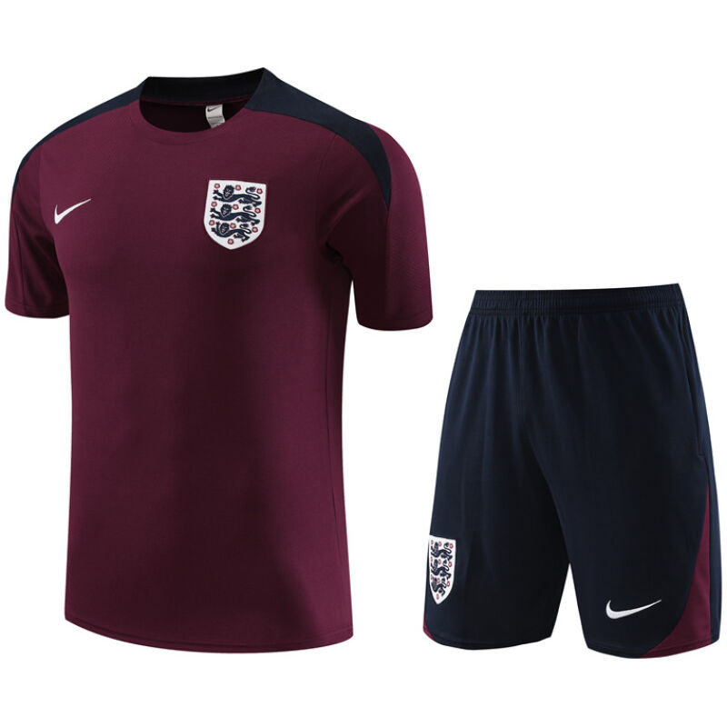 Mens England Short Training Suit Burgundy 2024