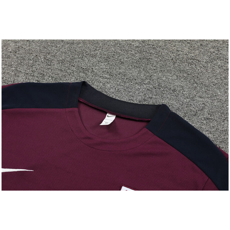 Mens England Short Training Suit Burgundy 2024