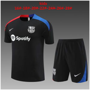 Kids Barcelona Short Training Suit Black 2024/25
