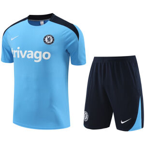 Mens Chelsea Short Training Suit Light Blue 2024/25