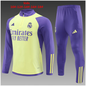 Kids Real Madrid Training Suit Yellow – Purple 2023/24