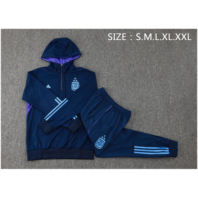 Mens Argentina Hoodie Sweatshirt + Pants Training Suit Royal 2024