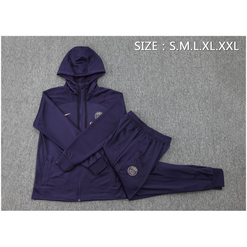Mens PSG Hoodie Jacket + Pants Training Suit Dark Purple 2023/24