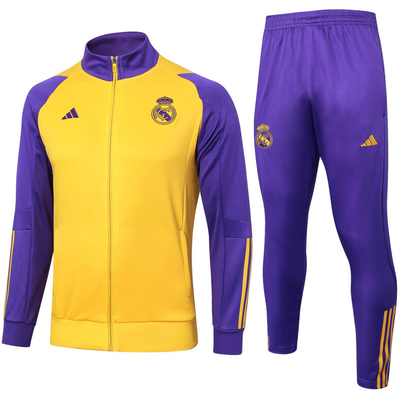 Mens Real Madrid Jacket + Pants Training Suit Yellow 2023/24