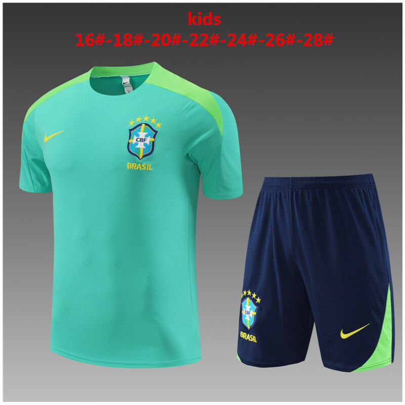 Kids Brazil Short Training Suit Green 2024