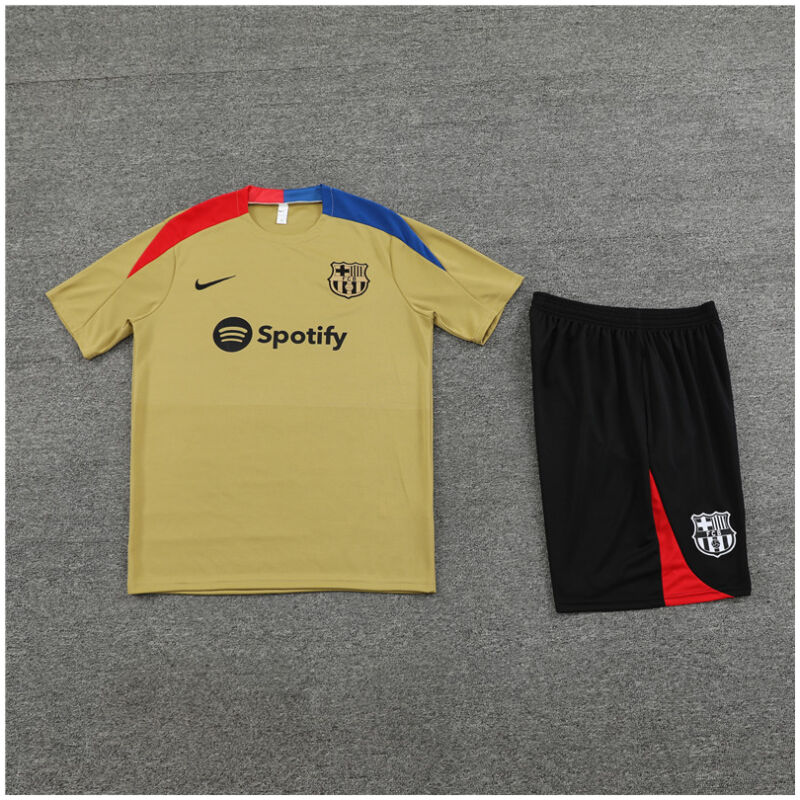 Mens Barcelona Short Training Suit Gold 2024/25