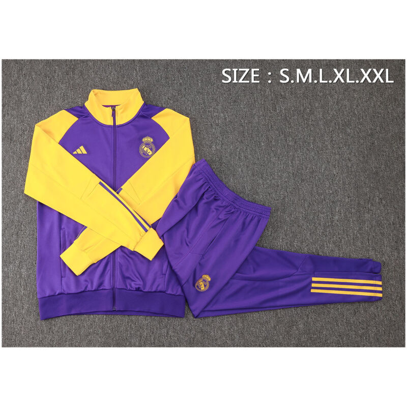 Mens Real Madrid Jacket + Pants Training Suit Purple 2023/24