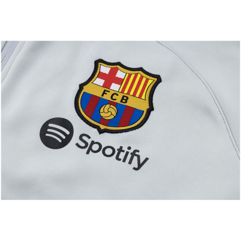 Mens Barcelona Hoodie Jacket + Pants Training Suit Light Grey 2023/24