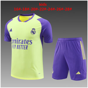 Kids Real Madrid Short Training Suit Yellow 2023/24