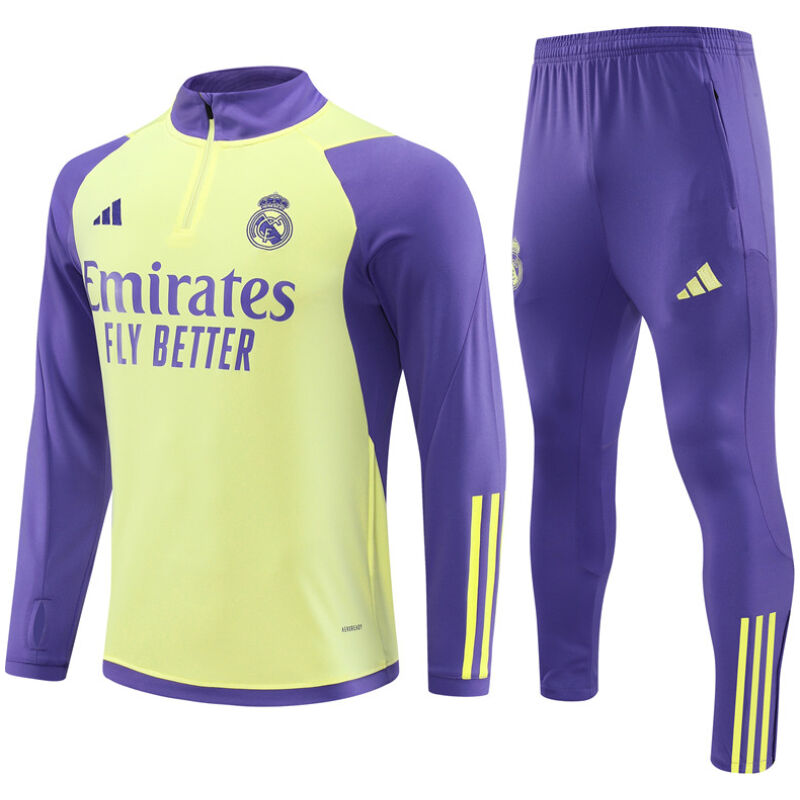 Mens Real Madrid Training Suit Yellow – Purple 2023/24