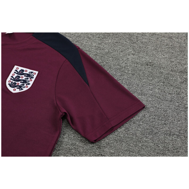 Mens England Short Training Suit Burgundy 2024
