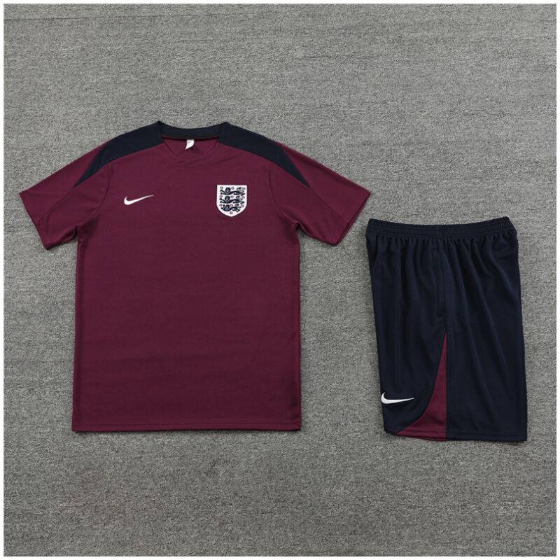 Mens England Short Training Suit Burgundy 2024