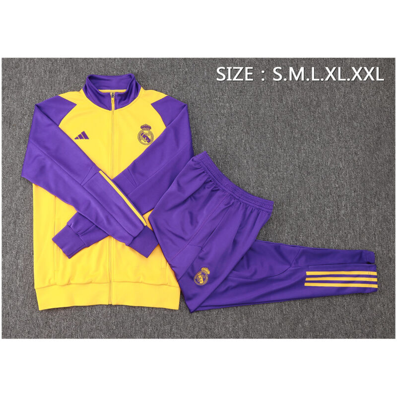 Mens Real Madrid Jacket + Pants Training Suit Yellow 2023/24