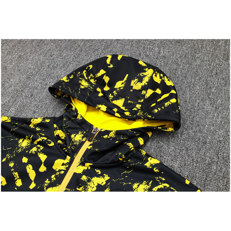 Mens Borussia Dortmund Hoodie Sweatshirt + Pants Training Suit Black 2023/24