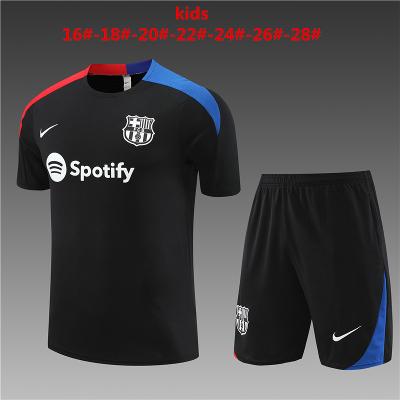 Kids Barcelona Short Training Suit Black 2024/25