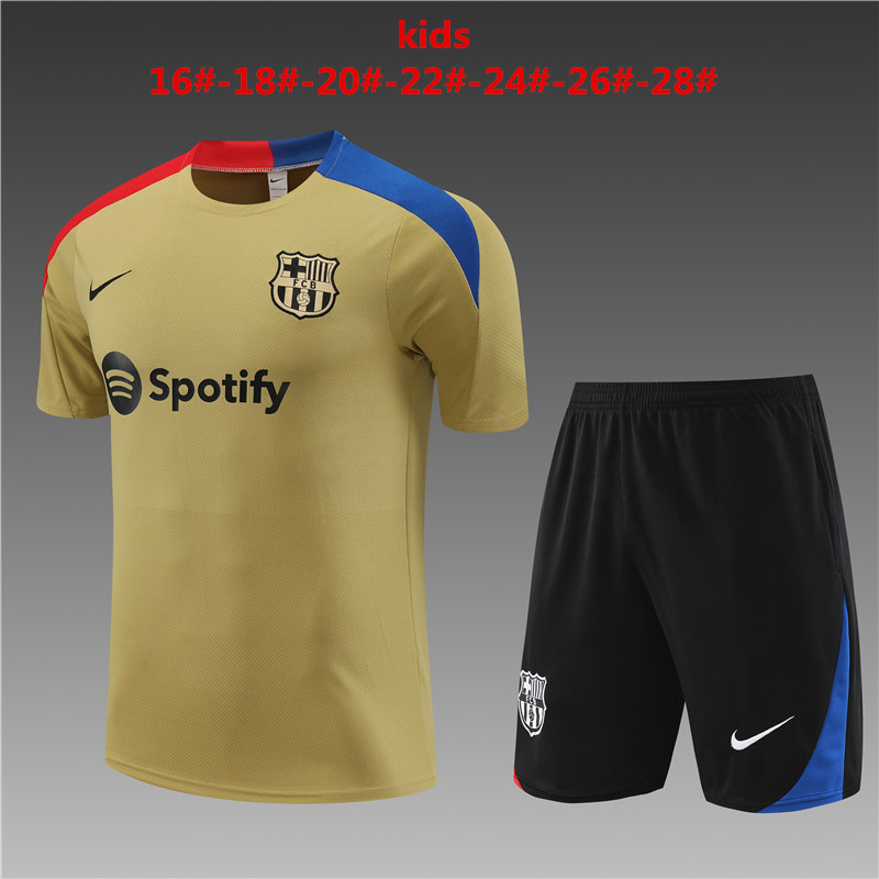 Kids Barcelona Short Training Suit Gold 2024/25