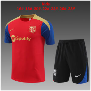 Kids Barcelona Short Training Suit Red 2024/25