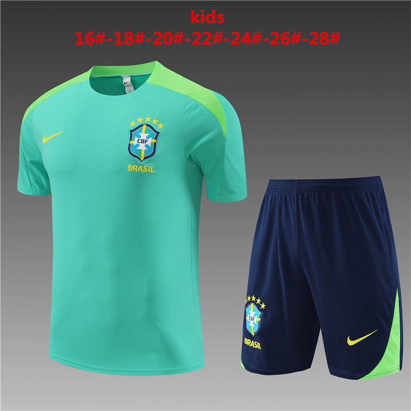 Kids Brazil Short Training Suit Green 2024