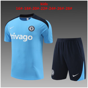 Kids Chelsea Short Training Suit Light Blue 2024/25