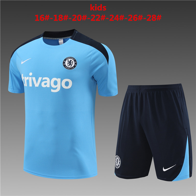 Kids Chelsea Short Training Suit Light Blue 2024/25