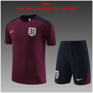 Kids England Short Training Suit Burgundy 2024