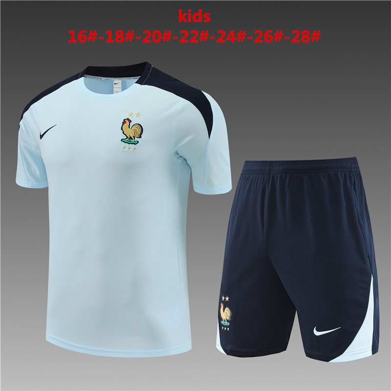 Kids France Short Training Suit Light Blue 2024