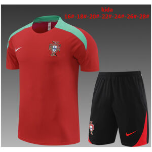 Kids Portugal Short Training Suit Red 2024