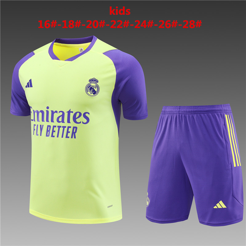 Kids Real Madrid Short Training Suit Yellow 2023/24