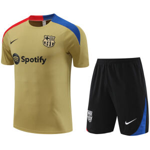 Mens Barcelona Short Training Suit Gold 2024/25