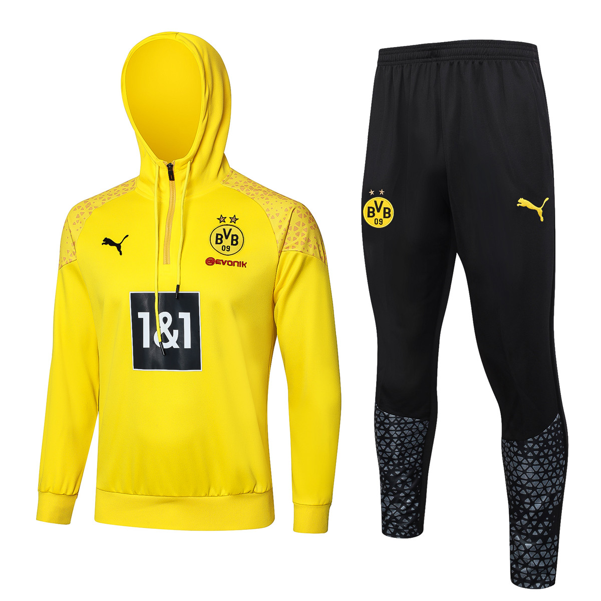 Mens Borussia Dortmund Hoodie Sweatshirt + Pants Training Suit Yellow 2023/24