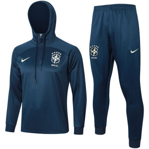 Mens Brazil Hoodie Sweatshirt + Pants Training Suit Royal 2024