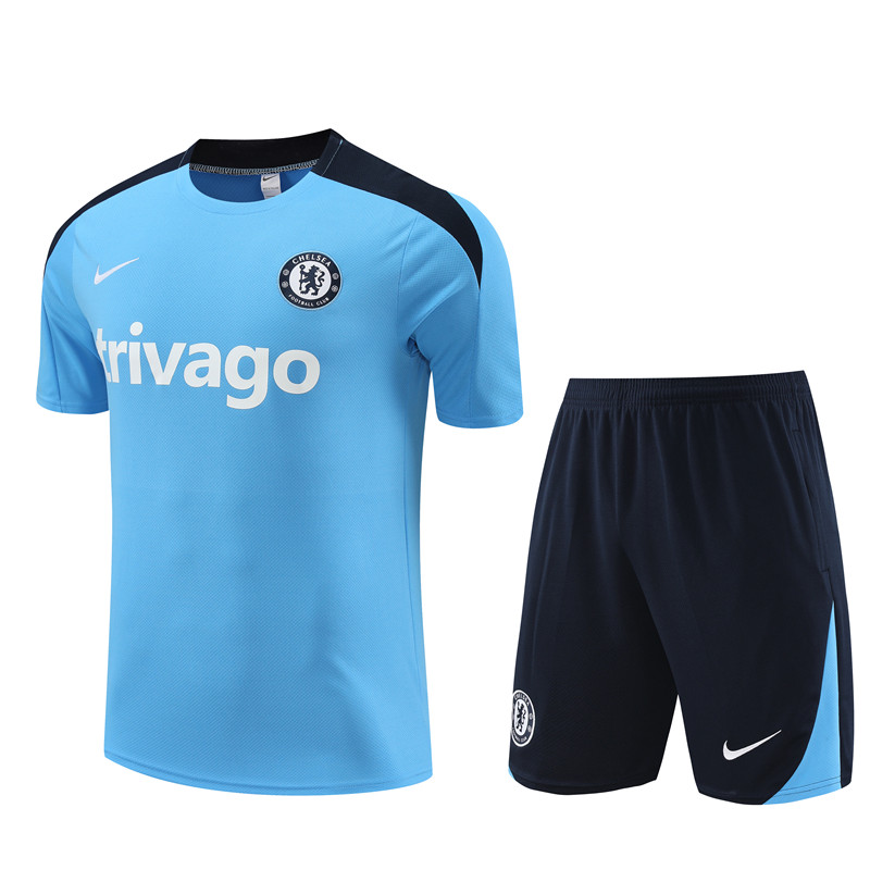 Mens Chelsea Short Training Suit Light Blue 2024/25