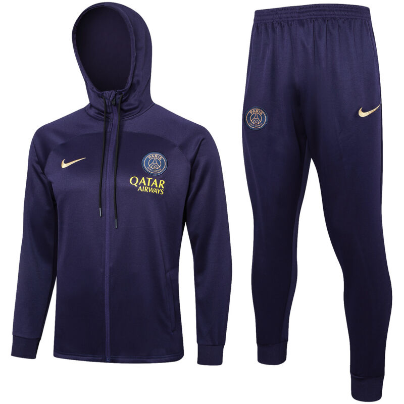 Mens PSG Hoodie Jacket + Pants Training Suit Dark Purple 2023/24