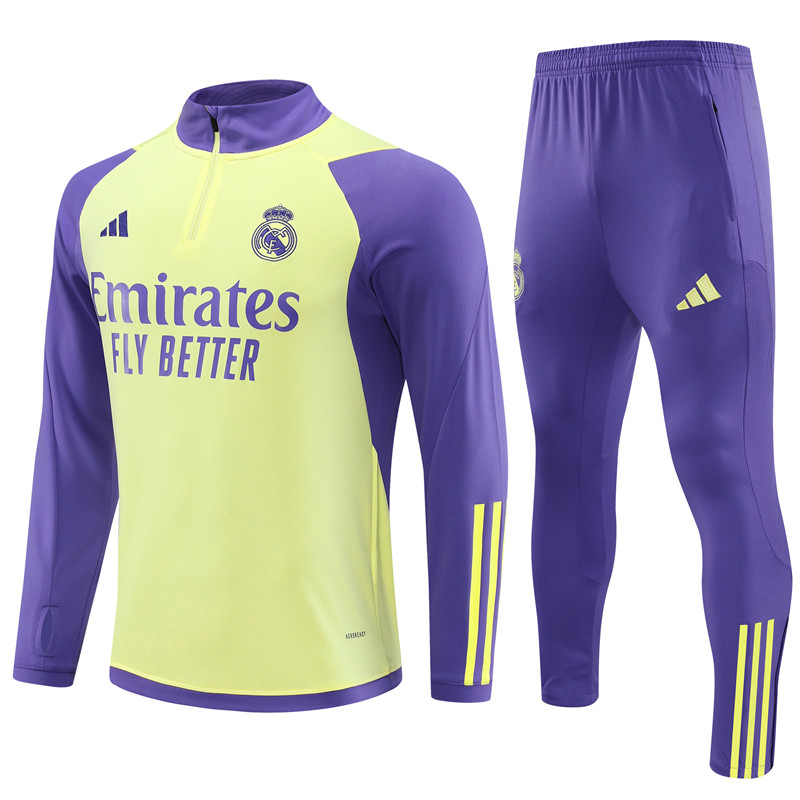 Mens Real Madrid Training Suit Yellow – Purple 2023/24