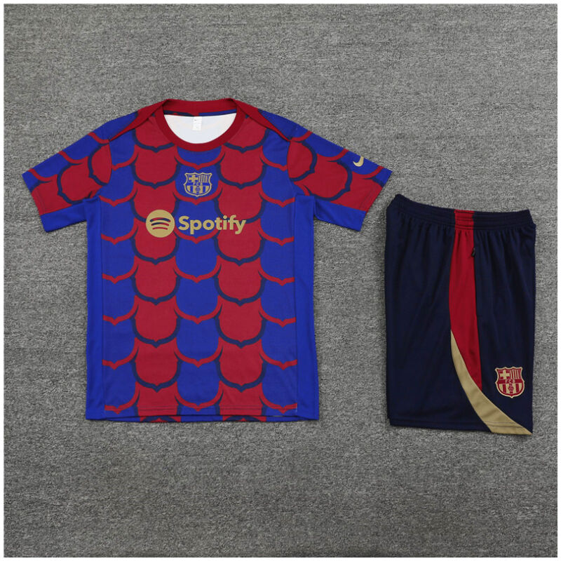 Mens Barcelona Short Training Suit Red – Blue 2024/25