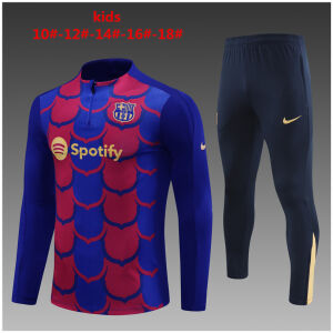 Kids Barcelona Training Suit Red – Blue 2024/25