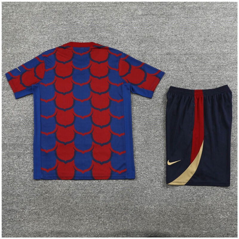 Mens Barcelona Short Training Suit Red – Blue 2024/25