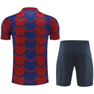 Mens Barcelona Short Training Suit Red – Blue 2024/25